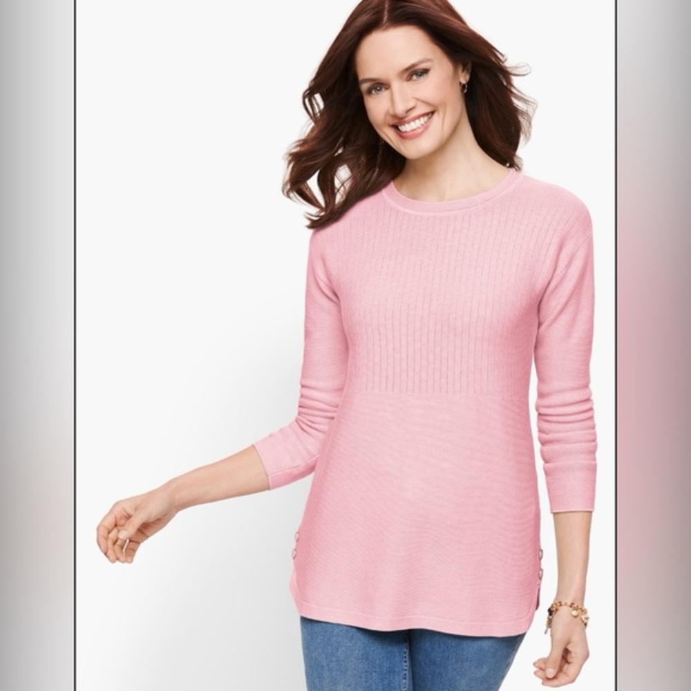 NEW Talbots Button Accent Crewneck Sweater NWOT